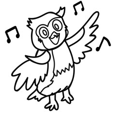owl drawing line art coloring page bold design for kids mind relax activity.eps