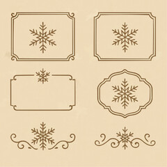 雪の結晶モチーフの装飾フレームセット