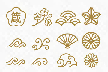 和柄のシンプルな装飾セット