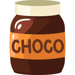 Jar of Chocolate Spread with Orange Label and White Lid Isolated on White Background Flat Design Illustration