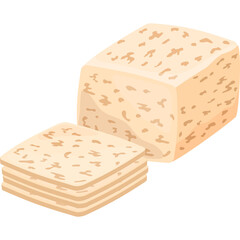 Illustration of Sliced Matzah Bread on a White Background Representing a Staple Food Item