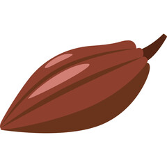 Isolated Cacao Pod Illustration With Brown Smooth Surface And Stem On White Background Simple Flat Design