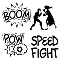 Comic book style superhero fight with boom pow speed fight © Adori