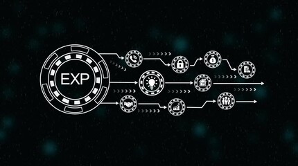 Futuristic E X P icon with arrows data flow concept digital transformation abstract background EXP icon - Powered by Adobe