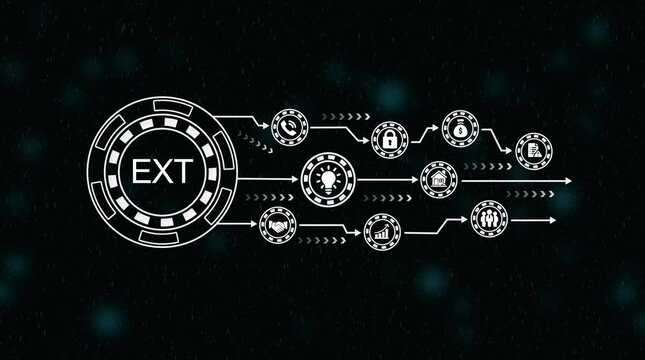 Futuristic H U D element E X T data flow arrows digital interface abstract background technology concept network connection progress indicator