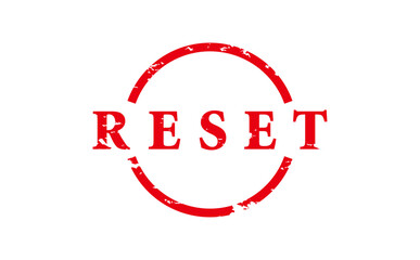 RESET - Red Rubber Stamp with text RESET
