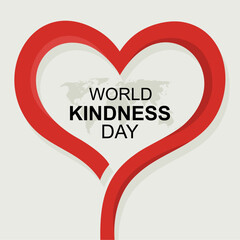 World Kindness Day 2025, World Kindness Day Typography with heart symbol and world map, November 13, Global Kindness Day, Kindness Awareness. great for posters, cards, banners and social media.