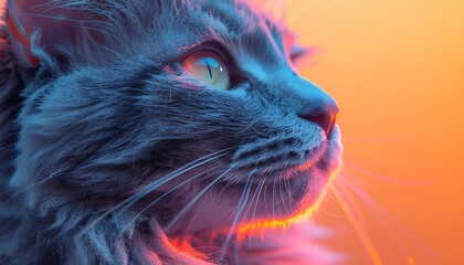 Close-up of majestic dark cat with vibrant eyes