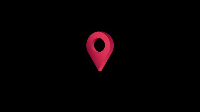 Red map location pin bouncing pointing the location, red location pin drop, Map marker icon for GPS and navigation isolated on transparent background.
