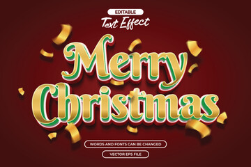Merry christmas editable text effect with confetti decoration
