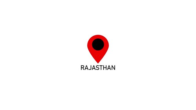 location of the city of Rajasthan ,the name of the place with the location has been displayed, sign animated GPS location tracking icon . 4k video