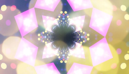 Abstract Flower Background with Pink, Yellow Bokeh