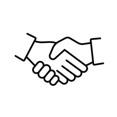 A line icon of a handshake, symbolizing inclusive hiring, cooperation and equal opportunities