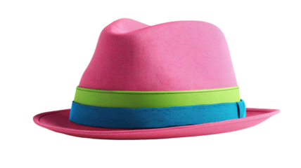 Classic red or pink felt hat accessory on a white background for fashion style