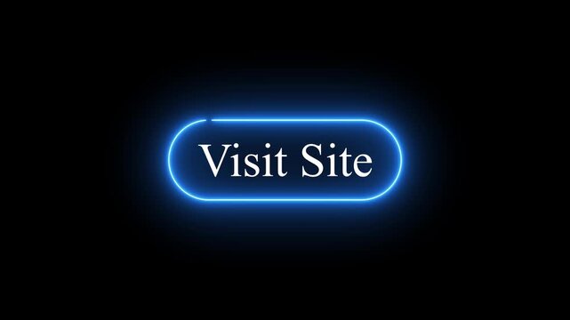 Neon &ldquo;Visit Site&rdquo; button animation, glowing call-to-action, digital UI element, interactive web button, glowing text on dark background, clickable neon button effect