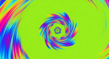 Colorful abstract spiral motion on green screen. Chroma key effect for video production. Swirl background with vibrant hues for digital content.