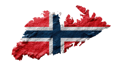 Waving national flags of  Norway on a white background, representing patriotic country symbols-