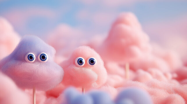 Dreamy pastel clouds resembling cotton candy, merging fantasy and calm sweetness.
- Powered by Adobe