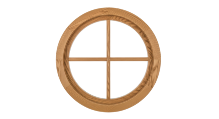 Oval wooden window frame offers unique architectural detail for home design projects and stylish interiors