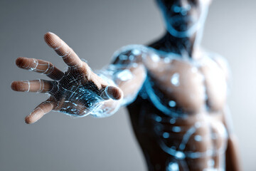 Futuristic hologram interface scanning human body