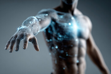 Futuristic hologram interface scanning human body