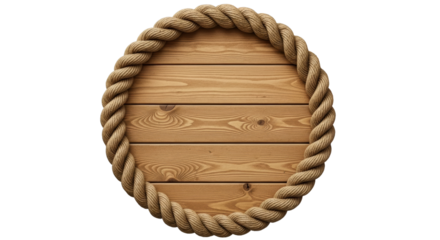 Rustic wooden sign framed by thick nautical rope, perfect for vintage or coastal designs