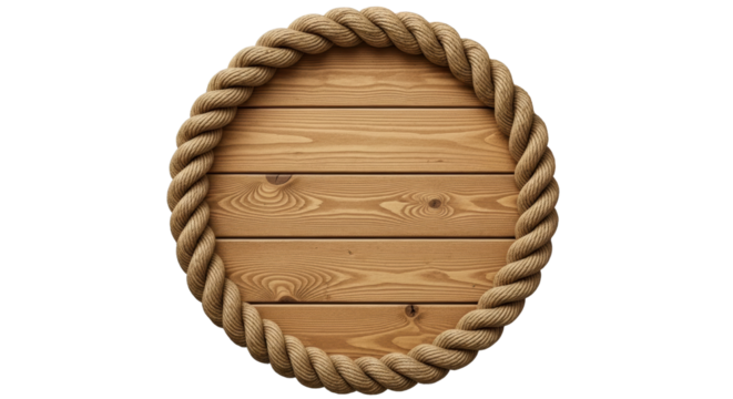 Rustic wooden sign framed by thick nautical rope, perfect for vintage or coastal designs