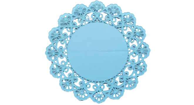 Elegant light blue decorative paper doily for crafts, parties, and table settings