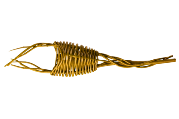 Traditional handmade wicker fish trap for fishing equipment on a transparent background