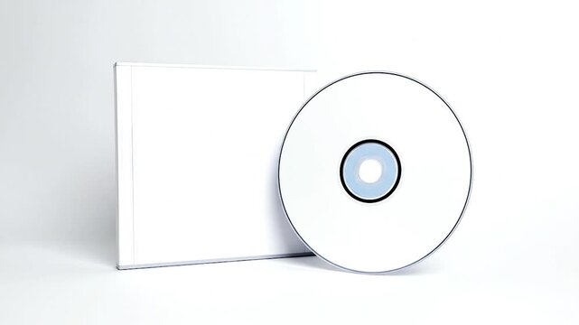 A white compact disc (CD) and case rest on a white surface, with soft shadows