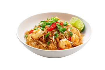 Asian food, Thai noodles isolated on transparent background.