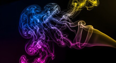 Obraz premium Abstract colorful smoke swirls against a dark background creating a mesmerizing effect art design