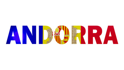 Fototapeta premium Andorra Text With Flag Isolated On Transparent PNG Background 