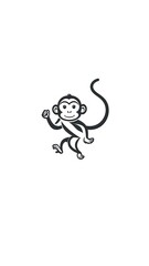 Obraz premium Simple black and white monkey graphic