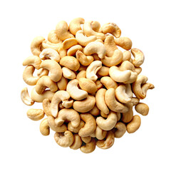Cashews in white bowl isolated on transparent background