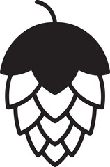 Stylized hop cone with simple lines and solid black top for brewing and craft beverage industry designs isolated on transparent background