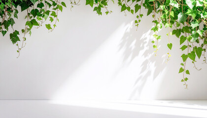 ツタ植物と白い背景