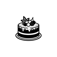 Black and White Cake Icon