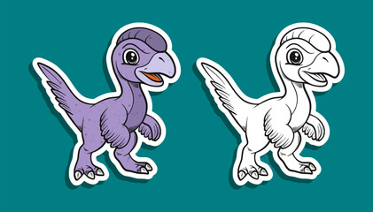 Cute Purple Velociraptor Dinosaur Cartoon Illustration