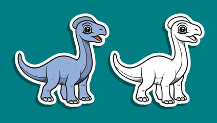 Cute Blue Parasaurolophus Dinosaur Cartoon Illustration