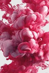Fototapeta premium Red Ink Cloud in Water Abstract Art Photography Close-Up Shot Fluid Dynamics Visuals on White Background