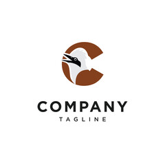 Letter C White Crested Poksay Logo Icon Vector