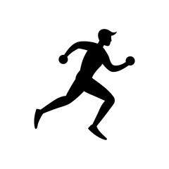 Running man silhouette minimal fitness exercise icon clean vector with white background