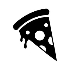 Pizza slice silhouette minimal fast food icon clean snack vector with white background