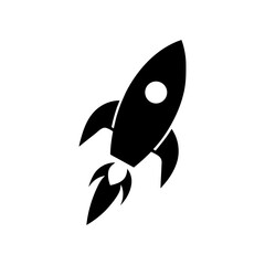 Rocket silhouette startup growth concept minimal innovation vector design with white background