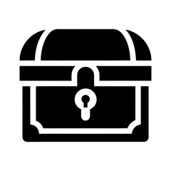 Treasure chest with lock symbol silhouette secure storage concept vector with white background