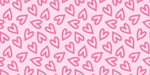 Heart pattern background. Love pattern background. Heart seamless pattern. Seamless patterns with pink hearts on pink background, perfect for Valentine, romantic, or wedding design.