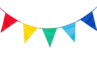Colorful party bunting flags garland decoration pennants celebration event design elements vector graphics isolated on transparent background