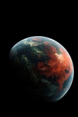 Fototapeta premium Exoplanet rising from darkness in space viewed from orbit digital art illustration