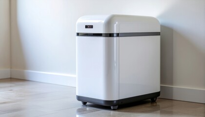 White Rectangular Appliance with Red Indicator Light